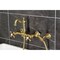 Kingston Brass Two-Handle Wall Mount Bridge Kitchen Faucet with Brass Sprayer, Brushed Brass KS2447AXBS - alternate 2