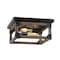 Jonathan Y Cheshire 13" 2-Light Iron Rustic Farmhouse LED Flush Mount, Brown/Black JYL7480A - alternate 1