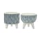 Homeroots Set of Two Blue And White Polyresin Geometric Pot Planters, 2PK 517982 - alternate 1