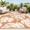 Jonathan Y Tobago High-Low Two-Tone Monstera Leaf Orange/Ivory 5 ft. x 8 ft. Indoor/Outdoor Area Rug HWC100A-5 - alternate 1