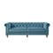 Homeroots 92" Teal Blue Velvet Chesterfield Wood Sofa 543986 - alternate 1