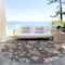 Homeroots 8' Chocolate Beige And Blue Round Floral Washable Indoor Outdoor Area Rug 606148 - alternate 2