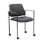 Boss Office Products BOSS 42" Round Table (Mocha Finish) Set with (4) Chairs with Arms and Casters in Black Vinyl Group127MOC-D - alternate 2