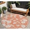 Homeroots 8' Coral Ivory And Gray Round Floral Washable Indoor Outdoor Area Rug 599876 - alternate 1