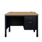 Regency Mesa Steel Single Pedestal Teacher's Office Desk 48in x 30in - Medium Oak Top, Black Base 66348SPMOBK - alternate 3