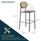 Leisuremod Euston Modern Wicker Bar Stool With Black Steel Frame, Grey, 2PK EC29GR2 - alternate 2