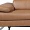 Homeroots 129" Chestnut Top Grain Leather Reclining Metal USB Sofa 720345 - alternate 2
