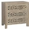 Homeroots 30" Natural Solid Wood Distressed Carved Floral Three Drawer Nightstand 569586 - alternate 2