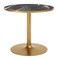 Homeroots 36" Black and Gold Glass and Steel Pedestal Base Round Top Dining Table 720925 - alternate 2