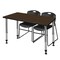 Regency Kee Adjustable Classroom Table W/ 2 Zeng Stack Chairs, 60 in W, 24 in L, Neo Walnut MT6024NWAPGY44BK - alternate 1