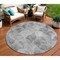 Homeroots 8' Gray Charcoal And Ivory Round Abstract Washable Indoor Outdoor Area Rug 577669 - alternate 1