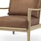 Homeroots 34" Brown and Natural Genuine Leather and Solid Wood Arm Chair 606012 - alternate 2