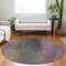 Homeroots 8' Plum Olive Green And Lavender Round Abstract Washable Indoor Outdoor Area Rug 588434 - alternate 3