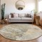 Homeroots 8' Brown Round Abstract Washable Indoor Outdoor Area Rug 607772 - alternate 2