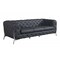 Homeroots 93" Dark Gray Italian Leather Chesterfield Sofa With Silver Legs 476529 - alternate 2