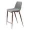 Homeroots Set of Two 26" Slate Gray and Brown Faux Leather and Steel Counter Height Bar Chairs 555683 - alternate 1