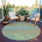Homeroots 8' Blue Round Striped Washable Indoor Outdoor Area Rug 608797 - alternate 2
