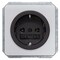 Siemens DELTA profil, silver SCHUKO socket outlet 10/16 A 250 V Black bezel 5UB1463 - alternate 1