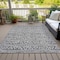 Homeroots 9' X 12' Charcoal Gray And Ivory Geometric Washable Indoor Outdoor Area Rug 583484 - alternate 3