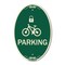 Signmission Parking With Cycle and Lock Symbol, 12 Inch X 18 Inch Architectural Oval, Heavy Gauge Aluminum A-OV-G-1218-23476 - alternate 1