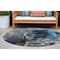 Homeroots 8' Round Ivory Blue and Gray Round Abstract Washable Non Skid Indoor Outdoor Area Rug 559429 - alternate 1