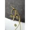 Kingston Brass 7" Center Deck-Mount Clawfoot Tub Faucet with Knurled Handle and Hand Shower, Brushed Brass AE8407RKX - alternate 2