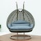 Leisuremod Beige Wicker Hanging 2 person Egg Swing Chair with Charcoal Blue Cushions ESCBG-57CBU - alternate 2