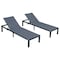 Leisuremod Marlin Patio Chaise Lounge Chair with Black Aluminum Frame, Black, 2PK MLBL-77BL2 - alternate 1