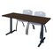 Regency Cain T-Base Training Seminar Table W/ 2 M Stack Chairs, 66 in W, 24 in L, Neo Walnut MTRCT6624NW47GY - alternate 1
