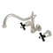 Kingston Brass Two-Handle Wall Mount Tub Faucet, Polished Nickel KS1026PKX - alternate 1