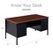 Hirsh Pedestal Desk Desk Double Pedestal, 30x60", Black/Walnut, 30" D X 29-1/2" H, 60" W X Laminate 20101 - alternate 3