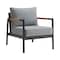 Armen Living Crown Aluminum and Teak Wood Outdoor Coffee Table in Black SETODCRBLBX4 - alternate 2