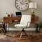 Homeroots 23" Off White Faux Leather And Brown Swivel Arm Chair 526381 - alternate 3