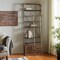Homeroots 32" Light Brown And Nickel Metal and Solid Wood Six Tier Library Bookcase with Two Drawers 611032 - alternate 5