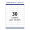 Avery Laser Address Label, 2 5/8 in Label W, 1 in Label H, 30 Labels per Sheet White 7278255160 - alternate 2