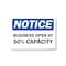Signmission Public Safety, 10" Height, Peel And Stick Wall Graphic, 14" x 10", Business Open 50% Capacity OS-NS-RD-1014-25462 - alternate 1