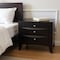 Homeroots 25" Black Solid Wood Three Drawer Nightstand 286488 - alternate 2