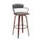 Armen Living Willow 30in Swivel Walnut Wood Bar Stool in Gray Faux Leather with Golden Bronze Metal LCWIBAWAGRY30 - alternate 1