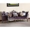 Homeroots 52" Dark Purple Velvet Curved Striped Sofa And Toss Pillows With Platinum Legs 348236 - alternate 3