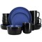Elama Bacarra 16 Piece Stoneware Dinnerware Set in Two Tone Black and Blue ELM-BACARRA-B - alternate 1