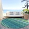 Homeroots 8' Teal Blue Lime Green And Turquoise Round Striped Washable Indoor Outdoor Area Rug 614841 - alternate 2