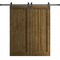 Sartodoors Modern Double Barn Door 64 x 84 inches, Ego 5006 Marble Oak, 13FT Rail Track Set, Solid Panel Int EGO5006DB-DMR-6484 - alternate 1