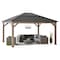 Sunjoy 13 ft. x 15 ft. Cedar Framed Gazebo with Brown Steel and Polycarbonate Hip Roof Hardtop A102007650 - alternate 1