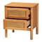 Baxton Studio Jenn Golden Brown Wood Japandi 2-Drawer Nightstand with Distressed-Finished Rattan 253-13946-ZORO - alternate 2