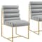 Homeroots Set of Two Tufted Gray And Gold Upholstered Faux Leather Dining Side Chairs 545053 - alternate 3