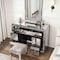 Homeroots 47" Silver Mirrored Glass and Faux Crystal Seven Drawer Vanity Table 632734 - alternate 2