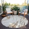 Homeroots 8' Ivory Beige And Brown Round Abstract Washable Indoor Outdoor Area Rug 600236 - alternate 2