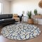 Homeroots 8' Beige And Blue Round Geometric Washable Indoor Outdoor Area Rug 599174 - alternate 2