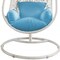 Homeroots 40" Blue and Steel stand finished Metal Outdoor Swing Chair with Blue Cushion 372211 - alternate 3