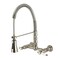 Kingston Brass Double-Handle Wall-Mount Pre-Rinse Bridge Kitchen Faucet, Brushed Nickel GS1248BPL - alternate 1